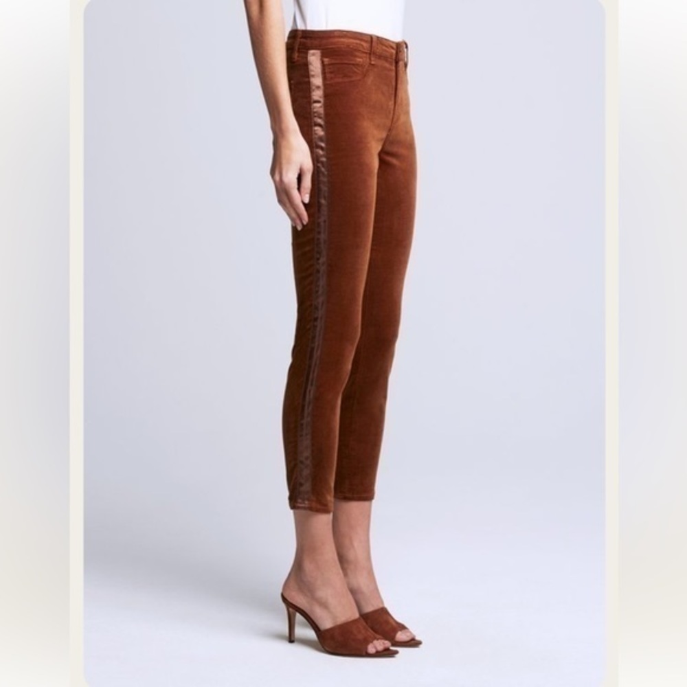 NWT  L’AGENCE Margot HR5 Skinny Tape-Java  Velvet Side Satin Stripe Jean Sz‎ 30